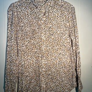Chico's Key Pattern Blouse in Gold and White Medium- Chico’s Size 1